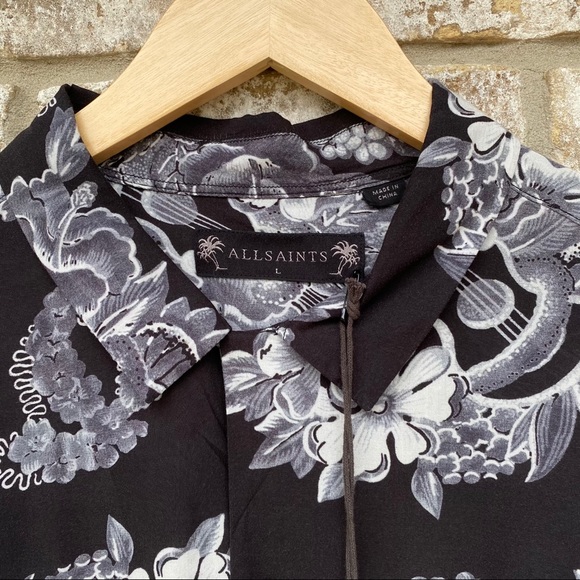 ALLSAINTS Garland Long Sleeve Hawaiian Shirt NWT - Picture 7 of 12